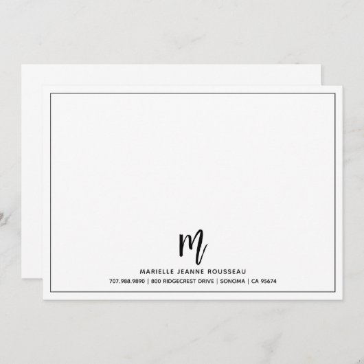 Initiaal Naam monogram penseeluiteinde Notitiekaartje (Voorkant / Achterkant)