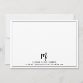 Initiaal Naam monogram penseeluiteinde Notitiekaartje