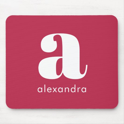 Initiaal Naam Monogram Professional Simple Magenta Muismat (Voorkant)
