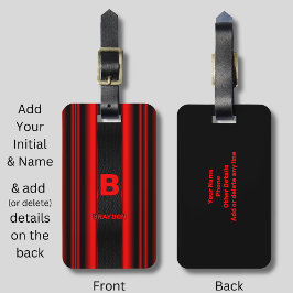 Initiaal Naam rood toevoegen op zwarte strepen wij Bagagelabel