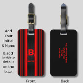 Initiaal Naam rood toevoegen op zwarte strepen wij Bagagelabel