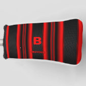 Initiaal Naam rood toevoegen op zwarte strepen wij Golfheadcover (Voorkant)