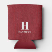 Initiaal naam Ruby Red Denim Print 12oz. Blikjeskoeler (Achterkant)