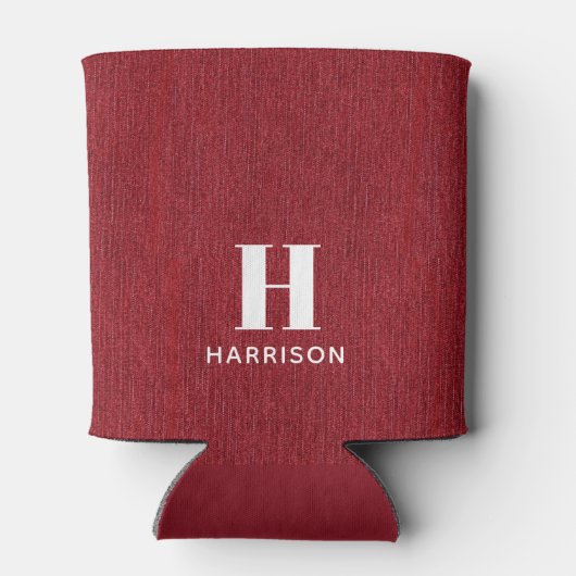 Initiaal naam Ruby Red Denim Print 12oz. Blikjeskoeler (Achterkant)