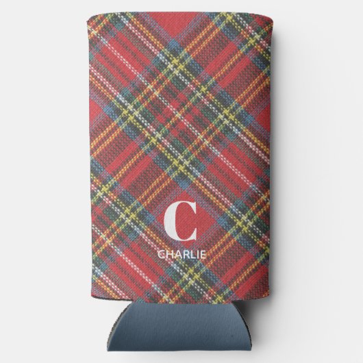 Initiaal naam, Stewart Tartan Plaid Seltzer Blikjeskoeler (Achterkant)