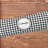 Initiaal naam, trendy zwart wit buffel check lichaamskussen