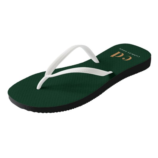 Initiaal naam van Emerald green gold monogram Teenslippers (Schuin)