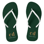 Initiaal naam van Emerald green gold monogram Teenslippers (Voetbed)