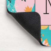 Initiaal Natuur houdt van Blue Pink floral Abstrac Muismat (Hoek)