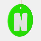 Initiaal | Neon Green Trendy Modern Keramisch Ornament (Rechts)