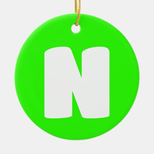 Initiaal | Neon Green Trendy Modern Keramisch Ornament (Voorkant)