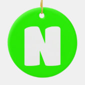 Initiaal | Neon Green Trendy Modern Keramisch Ornament (Achterkant)