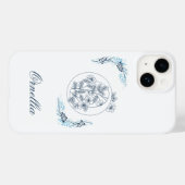 Initiaal "O" Blauw Monogram Kalm Bloemen Case-Mate iPhone Case (Achterkant (horizontaal))