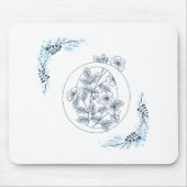 Initiaal "O" Blauw Monogram Kalm Bloemen Muismat (Voorkant)