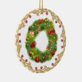 initiaal O monogrammed kerstversiering - cirkel Keramisch Ornament (Rechts)