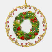 initiaal O monogrammed kerstversiering - cirkel Keramisch Ornament (Voorkant)
