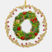 initiaal O monogrammed kerstversiering - cirkel Keramisch Ornament (Achterkant)