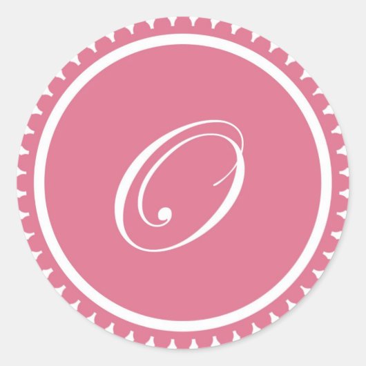 Initiaal O princess roze monogram, bevoordeling Ronde Sticker (Voorkant)