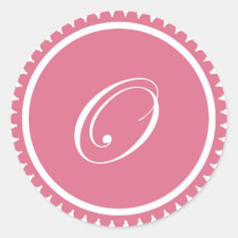 Initiaal O princess roze monogram, bevoordeling Ronde Sticker