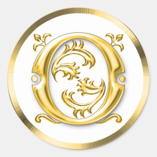 Initiaal O Ronde Sticker in goud (Voorkant)