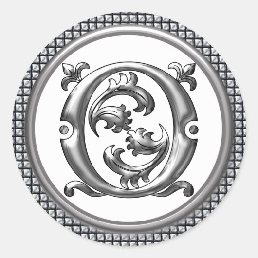 Initiaal O Ronde Sticker in Zilver (Voorkant)