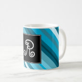 Initiaal + oceaangeïnspireerd blauw/Blauwgroen/Aqu Koffiemok (Voorkant rechts)