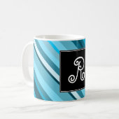 Initiaal + oceaangeïnspireerd blauw/Blauwgroen/Aqu Koffiemok (Voorkant links)