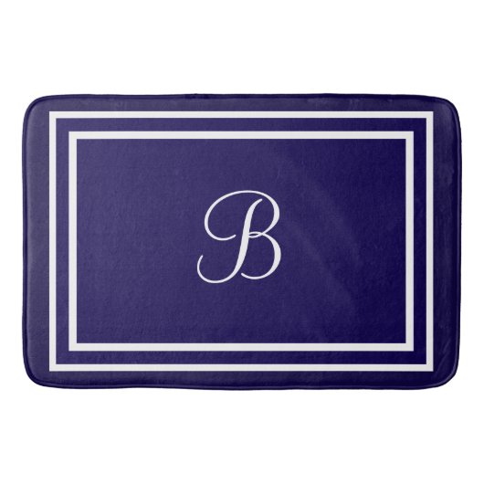 Initiaal of naam donkerblauwe badmat (Voorkant)