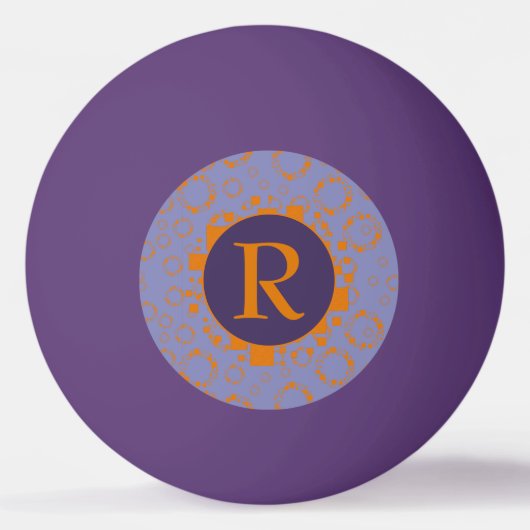 Initiaal oranje vierkant vierkant patroon paarse c pingpongbal (Voorkant)