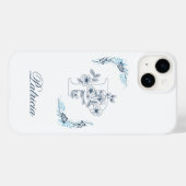 Initiaal "P" Blauw Monogram Kalm Bloemen Case-Mate iPhone Case (Achterkant (horizontaal))