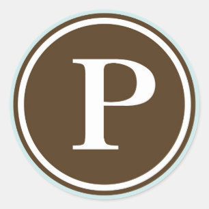 Initiaal P monogram cirkel letter zegel partij gun