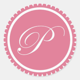 Initiaal P-prinses roze monogram bezegeling Ronde Sticker