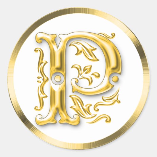 Initiaal P ronde Sticker in goud (Voorkant)