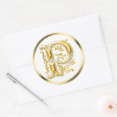 Initiaal P ronde Sticker in goud (Envelop)