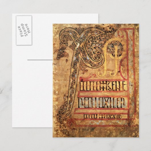 Initiaal pagina van de Lichfield Gospels, c.720 Briefkaart (Voorkant / Achterkant)