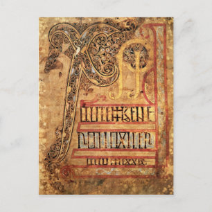 Initiaal pagina van de Lichfield Gospels, c.720 Briefkaart
