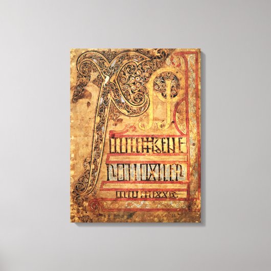 Initiaal pagina van de Lichfield Gospels, c.720 Canvas Afdruk (Voorkant)