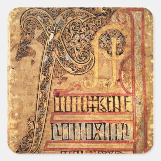 Initiaal pagina van de Lichfield Gospels, c.720 Vierkante Sticker (Voorkant)