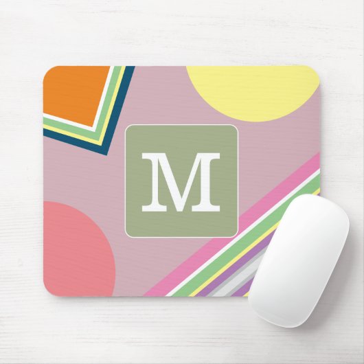 Initiaal pastel kleurenblok Schattige geometrisch Muismat (Met muis)