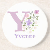 Initiaal plus naam en blokontwerp zandsteen onderzetter (Voorkant)