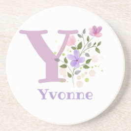 Initiaal plus naam en blokontwerp zandsteen onderzetter