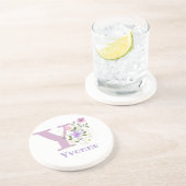 Initiaal plus naam en blokontwerp zandsteen onderzetter (Zijkant)