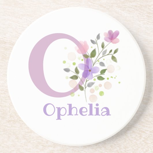 Initiaal plus naam en blokontwerp zandsteen onderzetter (Voorkant)