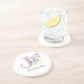 Initiaal plus naam en blokontwerp zandsteen onderzetter (Zijkant)