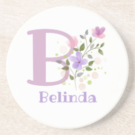 Initiaal plus naam en blokontwerp zandsteen onderzetter