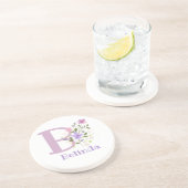 Initiaal plus naam en blokontwerp zandsteen onderzetter (Zijkant)