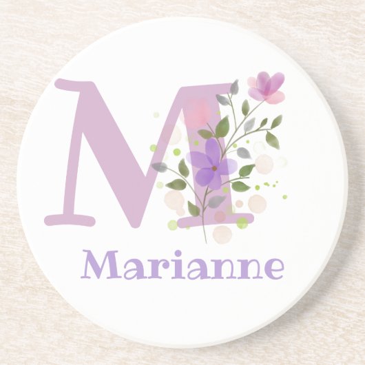 Initiaal plus naam en blokontwerp zandsteen onderzetter (Voorkant)