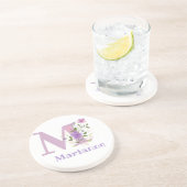 Initiaal plus naam en blokontwerp zandsteen onderzetter (Zijkant)