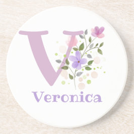 Initiaal plus naam en blokontwerp zandsteen onderzetter