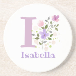 Initiaal plus naam en blokontwerp zandsteen onderzetter